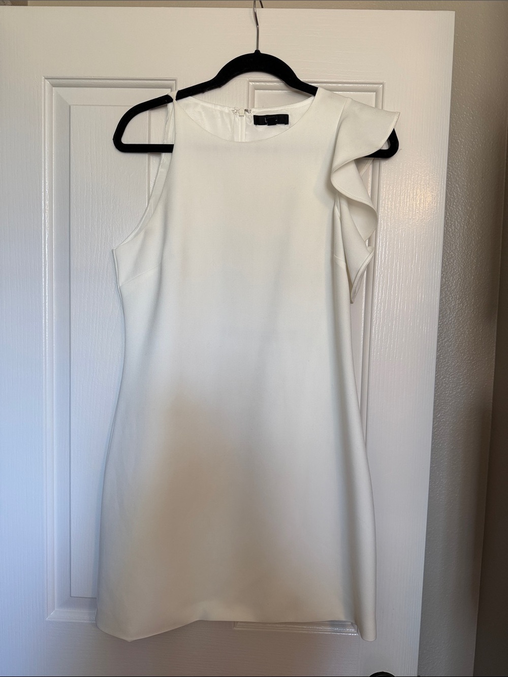 Lulu's White One-Shoulder Ruffle Shift Dress - Picture 2 of 5